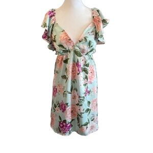 NWT Women’s Dress Medium Summer Mini Spring Floral Ruffle Dress.